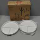 Elk and Friends Kids 7.8 Porcelain White Plates | Divided Plates | Suitable for Kids/Toddlers | Microwave & Dishwasher Safe | Non Slip | Snack Dishes | 2 Pack (Neutral (No Sleeves))