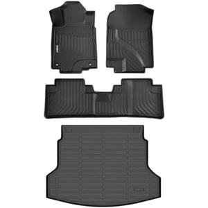 GINOWY-Floor Mats & Cargo Liner for Honda CRV 2012-2016 (Not Fit CRV Touring & EX-L), TPE All Weather CR-V Car Mats, Non-Slip Trunk Mat Floor Liners Waterproof Custom Fit Accessories Mats Black