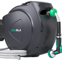 Retractable Garden Hose Reel - 5/8 in x 100 ft Automatic Wall Mount Heavy Duty Automatic Water Hose Reel with 9 Patterns Nozzle, Kink-Resistant Hose, 180° Swivel, Auto-Lock for Outdoor Watering
