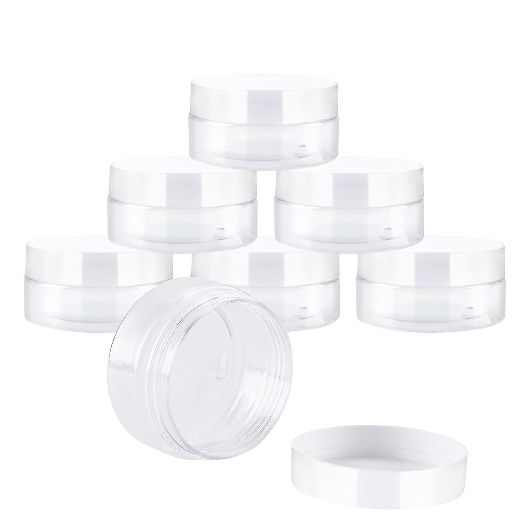36 Pack 2 Oz Plastic Containers with white Lids,Small Clear Empty BPA Free and Refillable Cosmetic Jars Travel Containers for Creams, Lotion, Bath Salts, Sugar Scrub, Slime, Lip Scrub, Makeup
