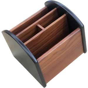 N Revolving remote control holder caddy organizer Wood pencil holder for desk organizer Office and home storage organization HeBen7002
