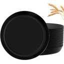 ejonirinjonir EI 18pcs Black Wheat Straw Plates,Heavy Duty Reuasble Unbreakable Plastic Plates with Lip Edge,Melamine Plates for Kitchen,Camping,Picnic,Halloween