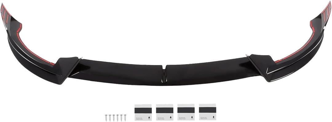 3Pcs Front Lip Compatible with Model Y 2020-2024 Bumper Airmatic Dam Lower Chin Splitter Protection Body Kit (Glossy Black)