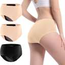 Incontinence Underwear for Women Washable Leak Proof for Women 5oz High Absorbent Womens Incontinence Panties for Bladder Leakage Protective Panties 3pk-L (Black/Beige/Beige)