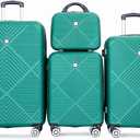 Tripcomp Luggage 4 Piece Set, Hardshell ABS Suitcase Set with Double Spinner Wheels, Lightweight Durable Luggage set, Carry On and Checked Travel Large Luggage, Dark Green