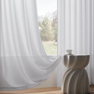 DaysU White Linen Curtains for Living Room 84 Inch Length, Farmhouse Linen Snow White Semi Sheer Curtains, Rod Pocket Hook Belt Privacy Light Filtering for Bedroom Window Curtains 84 Inches Long (54"W x 84"L (Pack of 2))