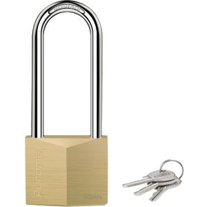 Puroma 1 Pack Keyed Padlock Waterproof Solid Brass Lock, 2.6 Inch Padlock with Keys for Sheds, Storage Unit School Gym Locker, Fence, Toolbox, Hasp Storage