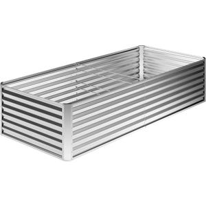 8x4x2FT Galvanized Raised Garden Bed,Planter Raised Beds-Metal Garden Box,Large Plant for Outdoor Planting, Vegetables Bed，Flower,herb-Silver