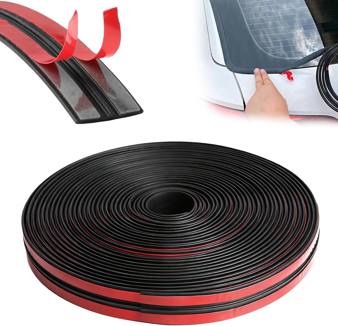 26.2 Ft T-Shape Car Windshield Weather Stripping Windshield Rubber Seal Car Weather Stripping Trim for Car Front Rear Windshield Tailgate Adhesive Rubber Seal Strip(14mm)
