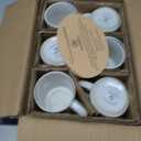 famiware Coffee Mug Set for 6, Star 12 oz Catering Mugs Cup Set with Handle for Coffee, Tea, Cocoa, Milk - Ceramic Stoneware Drinkware Set, Matte White