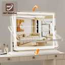 Vanity Mirror with Lights, 24"x20" Hollywood Lighted Makeup Mirror for Tabletop & Bedroom 3 Color Lighting Modes Smart Touch Control 360 Rotation Detachable
