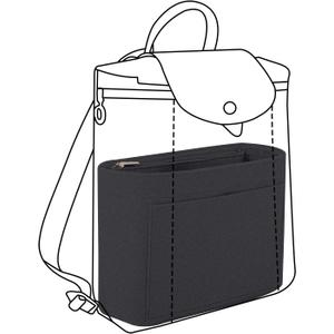 Lckaey Bag Organizer for Le Pliage Backpack - Felt Knapsack Purse Insert - Y083-Black/Grey (One size)