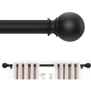 Black Curtain Rods for Windows 88 " Decorative Drapery Rod Adjustable by Splicing