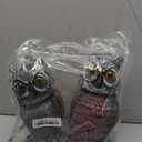 Hausse 2 Pack Fake Owl Decoys to Scare Birds Away, Rotating Head Plastic Owl Bird Deterrents, 10.6 Inch Height Bird Scarecrow Nature Enemy Horned Pest Repellent for Outdoor Garden Yard (Black)