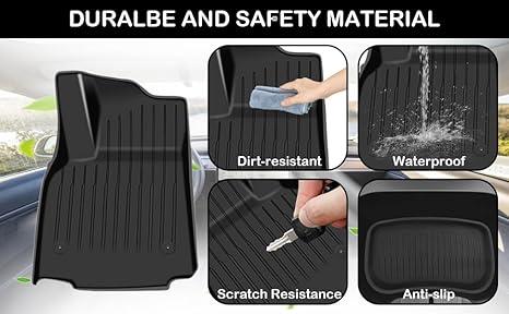 Floor Mats for Tesla Model 3 2021-2023 Custom Fit All Weather Durabel TPE Cargo Liner Accessories (Not for New 2024 Model 3) Full Set car mats (6pcs) (Model 3 Trunk mats(3-Set))