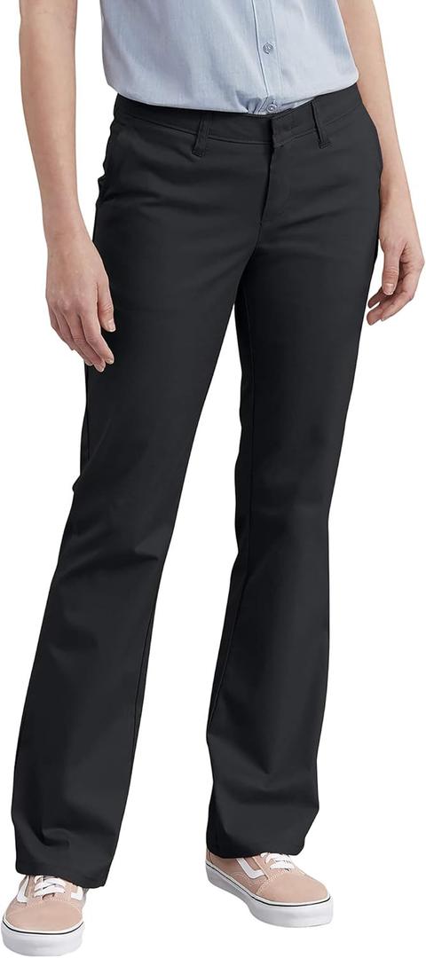 Dickies Women's Flat Front Stretch Cotton Blend Pants (Black V1)