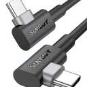 SUNGUY USB C to USB C Right Angle Cable 0.5FT, 2Pcs 60W Short Fast Charging 90 Degree USBC to USBC Cable Compatible with iPhone 17 16 15 Pro Max, MacBook Pro, iPad Pro, Galaxy S25/S24