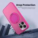 3 x MAXCURY 360 Ring Stand Magnetic for iPhone 16 Pro Max Case, [Anti-Fingerprint] [Military Drop Protection] [Compatible with MagSafe] Soft Edge Translucent Slim Back 16 ProMax Phone Case (Rose)