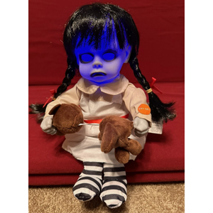 Halloween Animated Haunted Baby Girl Doll With Bear