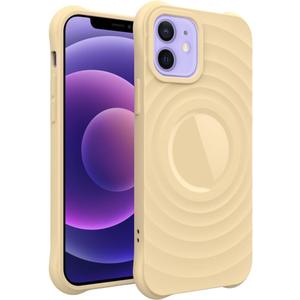 Case for iPhone 12, Thin Slim Stylish Ripple Pattern Design, iPhone 12 Pro Protective Cover 6.1 inch, Yellow