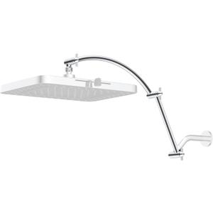 Hibbent All Metal 20'' Shower Head Extension Arm, Solid Brass Flexible Height & Angle Adjustable Shower Arm Extender with Lock Joint, Universal Connection Stainless Steel Pipe Height Extending, Chrome