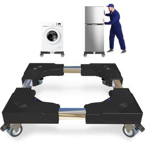 Appliance Dolly Cart with 4 Locking Wheels Mini Fridge Stand Adjustable 16"-26" Universal Mobile Roller for Portable Washer, Dryer, Refrigerator, Furniture, Black