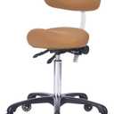 Ergonomic Rolling Saddle Stool with Back Support Professional Height Adjustable Swivel Chair for Drafting Salon Hair Massage Spa, in Camel, 15.7 Inches X 21.6 Inches X 30 Inches