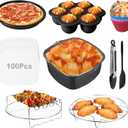 Air Fryer Accessories for Cosori, 10 Piece Square Accessories for COSORI 5.8 QT 6.0 QT, Instant Vortex Plus 6QT and Larger Air Fryers, Including Cake & Pizza Pan, Rack & Skewer, Egg Bite Mold, etc.