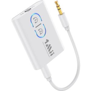 1Mii Bluetooth Transmitter Receiver for TV/Airplane to Headphones, Bluetooth 5.3 AUX/RCA Audio Adapter with AptX Adaptive/Low Latency/HD Audio, Dual Link, Wireless Receiver for Home Stereo, Boat, Gym (White)