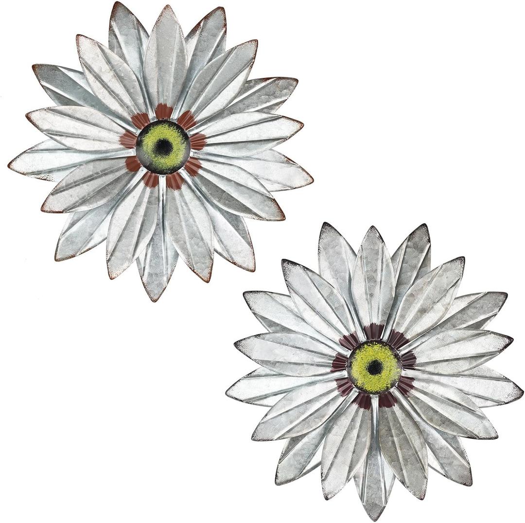 YEAHOME Metal Farmhouse Boho Wall Art, 2 Set 11" Galvanized Wall Decor for Bedroom & Outdoor