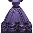 Women's Gothic Victorian Rococo Dress Civil War Southern Belle Tea Party Ball Gown Medieval Evening Dress (3X-Large, Purple)