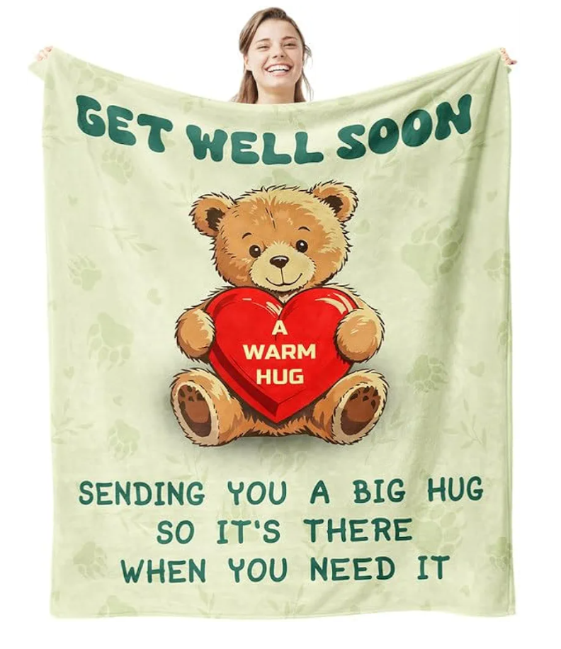 Get Well Soon Gifts for Women, Hug/Healing Blanket, Inspirational Gifts Blanket for After Surgery, Cancer Care Gifts for Women, Feel Better Gift for Her, Comfort Soft Throw Blankets 50"X60"