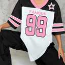 Oversized Jersey Shirts for Women Shirts Y2K Number Graphic Jerseys V Neck Cute Streetwear Tee Tops (White, XXL)