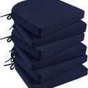 Basic Beyond Memory Foam Dining Chair Cushions, 6 Pack - Navy, 16 x 16 inches, Slip Resistant with Ties, Indoor Use, Modern Style, Resilient