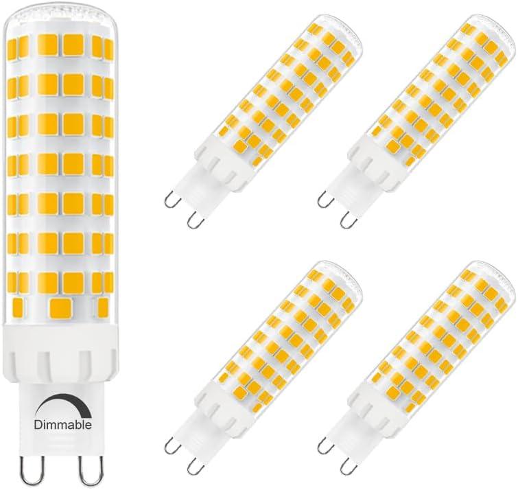 Dimmable G9 LED Bulb 8W, 75W G9 Halogen Bulb Equivalent, 780LM,120V, 3000K Warm White, 5-Pack