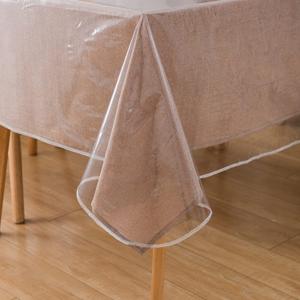 Clear Heavy Duty Vinyl Tablecloth with Sewn Finished Edges Rectangle Waterproof Oil-Proof Stain Resistant Plastic Table Cover Protector (54 x 70 Inch)
