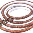 joybest 4 Pcs Embroidery Hoops Set Cross Stitch Hoop Ring Imitated Wood Display Frame-Circle and Oval Hand Embroidery Kits for Art Craft Sewing (Imitated Wood)
