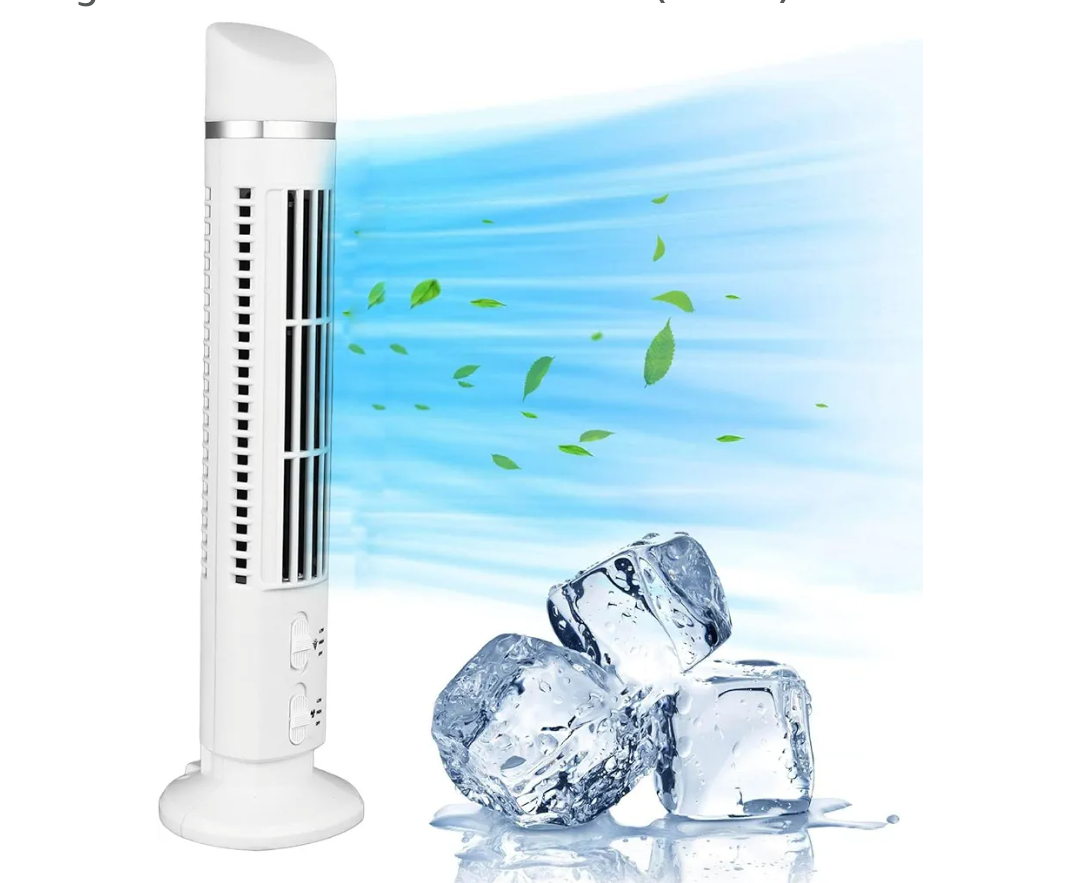 Tower Fan, Bladeless Tower Fan Quiet Standing Portable Fan, 90° Oscillating USB Desk Fan with Light for Home Bedroom Office (White)