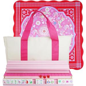American Mahjong Game Set, Acrylic Pink Portable Carrying Mahjong,160 Premium Tiles,Western Mahjong Tiles Set,Complete Ma Jong Set