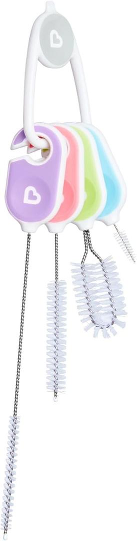Munchkin Details Bottle and Cup Cleaning Brush 4 Piece Set with Key Ring