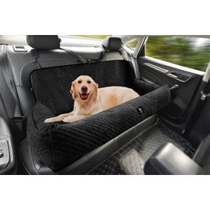Dog Car Seat for Large Dog Car Bed Under 100LBS, Pet Booster Back Seat Removable Washable with Safety Tethers/Storage Pocket（Black）