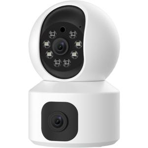 YI Dual-Lens Indoor Camera, 2.4Ghz Home Security Camera System with Fixed Lens and Dome Camera in 1, Expanded Viewing Angle, Motion Tracking, Dual-Screen Display, Two-Way Audio, Phone Alerts