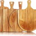 SiliFine Set of 4 Thick Acacia Wood Cutting Boards with Handles, Assorted Sizes Large Charcuterie Boards, Butcher Block Serving Tray for Cheese, Meat, Pizza, Vegetables, Bread (Medium)