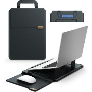 Nillkin 16 inch Laptop Sleeve with Handle (4-in-1), 2 Stand Modes, MacBook Sleeve with Adjustable Stand & Mouse Pad, Slim Laptop Case 16 inch for Samsung/Surface/HP/Chromebook/Dell 13-16'', Black