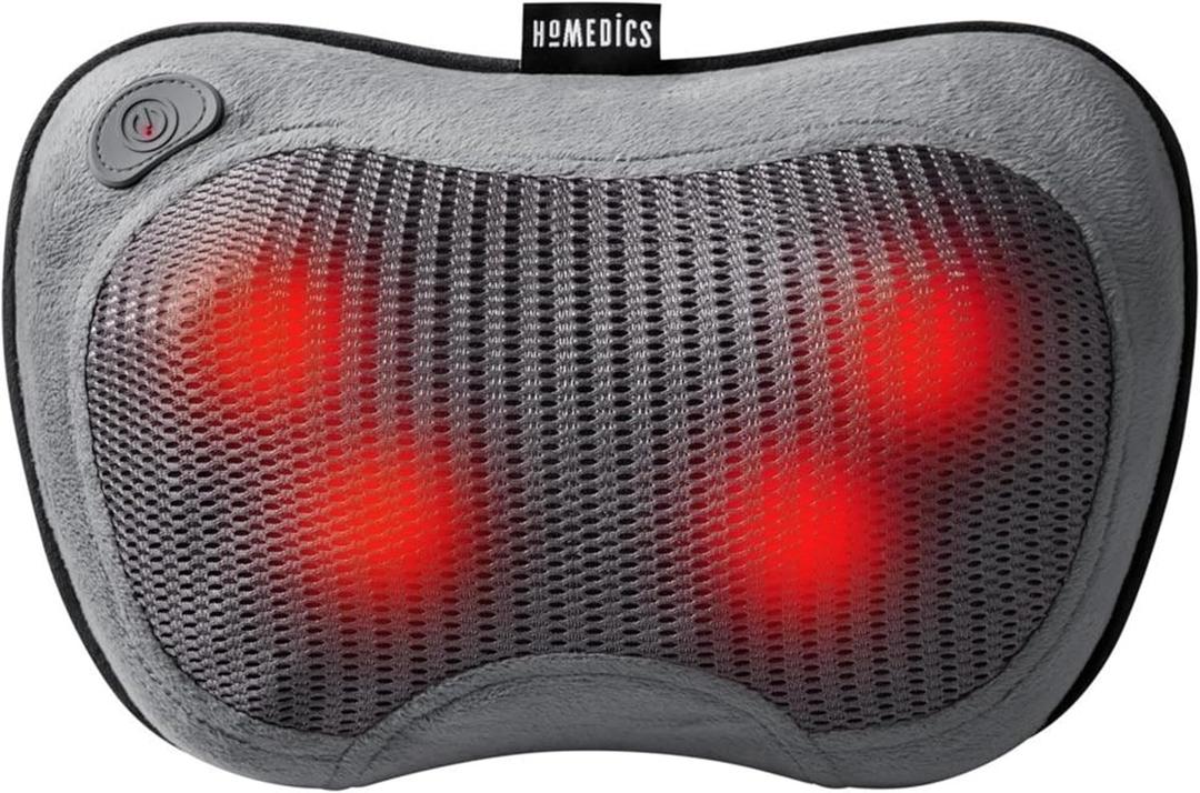 HoMedicsCordless Shiatsu All-Body Massage Pillow with Soothing Heat, Reverse Function, Rechargeable Battery, and Integrated Controls Lightweight