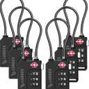 LUGGEX TSA Locks for Luggage, Suitcase Locks TSA Approved, Luggage Locks, Ease of Use & Durable(Black,6 Pack)