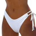 BIKINX Women's Bikini Bottom Side Tie Cheeky Bathing Suit High Cut Swimsuit (White, S)