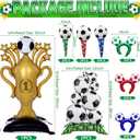 2026 World Soccer Party Decorations 21PCS Balloons Kit, 59" Large Gold Champion Trophy & Self-Standing Soccer Foil Balloons, Cheer Sticks & Headbands, Football Sports Theme Birthday Party Supplies