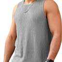 Men's Tank Tops Summer Sleeveless T Shirt Casual Ribbed Knit Muscle Basic Tee Shirts (Gray, XXL)