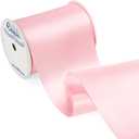 Ribbli Light Pink Satin Ribbon 4 Inch Wide Baby Pink Ribbon for Wedding Chair Sash Grand Opening Ceremony Big Bows Gift Wrapping Floral Crafts Cake Decor-Double Faced Satin Continuous 10 Yards